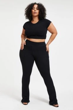 GOOD AMERICAN TERRY SLIM FLARE | BLACK001 Leggings & Pants