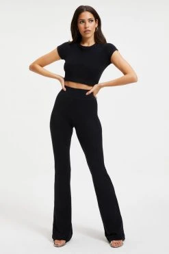GOOD AMERICAN TERRY SLIM FLARE | BLACK001 Leggings & Pants