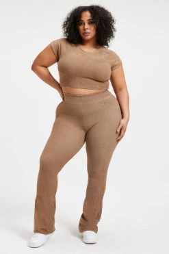 GOOD AMERICAN TERRY SLIM FLARE | PUTTY001 Leggings & Pants