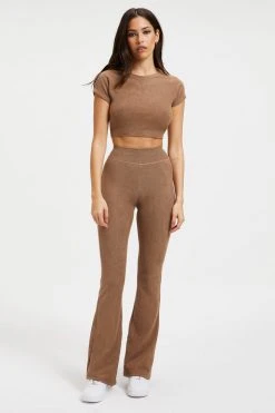 GOOD AMERICAN TERRY SLIM FLARE | PUTTY001 Leggings & Pants