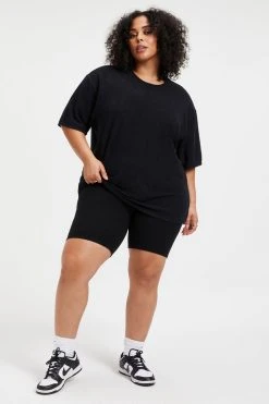 GOOD AMERICAN TERRY BOYFRIEND TEE | BLACK001