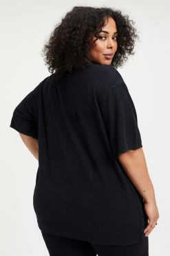 GOOD AMERICAN TERRY BOYFRIEND TEE | BLACK001