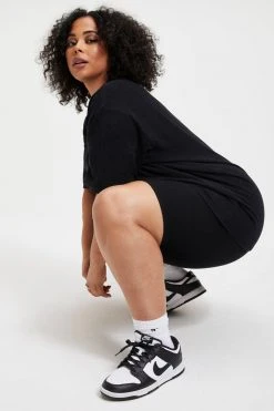 GOOD AMERICAN TERRY BOYFRIEND TEE | BLACK001