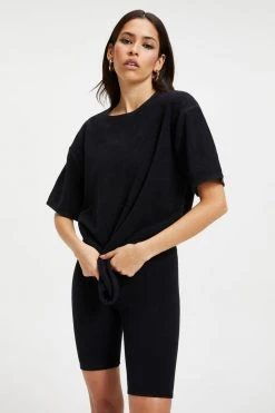 GOOD AMERICAN TERRY BOYFRIEND TEE | BLACK001