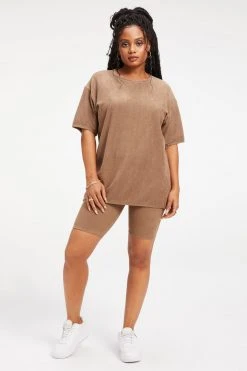 GOOD AMERICAN Tees & Tops TERRY BOYFRIEND TEE | PUTTY001