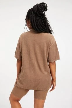 GOOD AMERICAN Tees & Tops TERRY BOYFRIEND TEE | PUTTY001