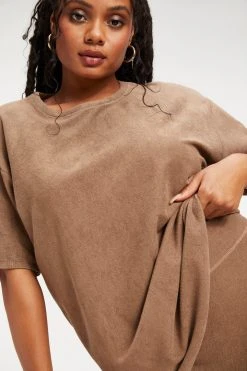 GOOD AMERICAN Tees & Tops TERRY BOYFRIEND TEE | PUTTY001