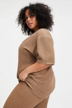 GOOD AMERICAN Tees & Tops TERRY BOYFRIEND TEE | PUTTY001