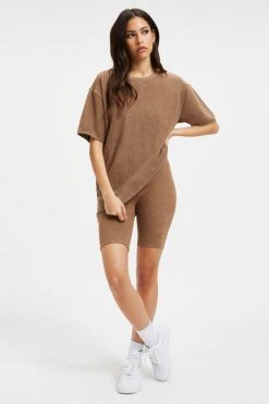 GOOD AMERICAN Tees & Tops TERRY BOYFRIEND TEE | PUTTY001