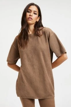 GOOD AMERICAN Tees & Tops TERRY BOYFRIEND TEE | PUTTY001