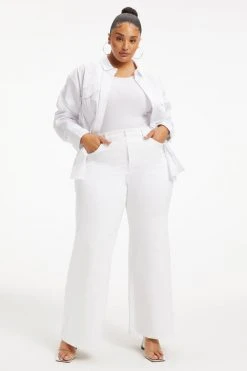 Wholesale 🤩 GOOD AMERICAN GOOD WAIST PALAZZO | WHITE001 High Waisted ⭐ 17 GOOD AMERICAN GOOD WAIST PALAZZO | WHITE001 High Waisted