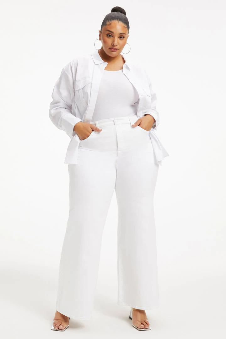 Wholesale 🤩 GOOD AMERICAN GOOD WAIST PALAZZO | WHITE001 High Waisted ⭐ 6 GOOD AMERICAN GOOD WAIST PALAZZO | WHITE001 High Waisted