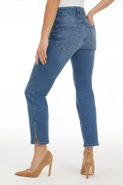 GOOD AMERICAN GOOD PETITE STRAIGHT SLIT RIVE | BLUE624 Mid-Rise Jeans