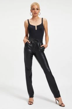 GA-SALE Good '90s LEATHER DRAWSTRING TROUSERS | BLACK001