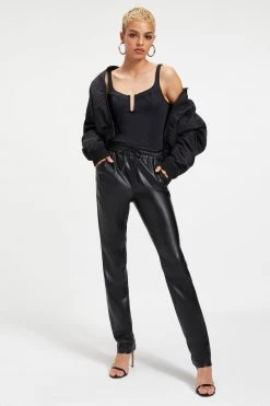 GA-SALE Good '90s LEATHER DRAWSTRING TROUSERS | BLACK001