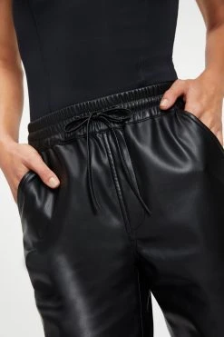 GA-SALE Good '90s LEATHER DRAWSTRING TROUSERS | BLACK001