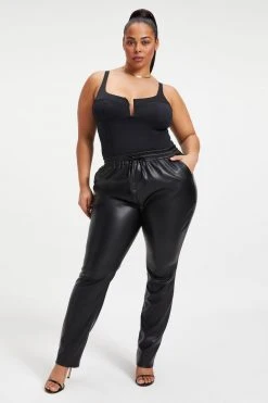 GA-SALE Good '90s LEATHER DRAWSTRING TROUSERS | BLACK001