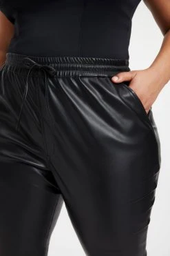 GA-SALE Good '90s LEATHER DRAWSTRING TROUSERS | BLACK001