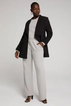 GOOD AMERICAN CROPPED & COOL SWEATSHIRT | HEATHER GREY001