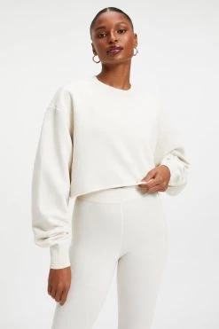 GOOD AMERICAN CROPPED & COOL SWEATSHIRT | BONE001