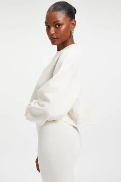 GOOD AMERICAN CROPPED & COOL SWEATSHIRT | BONE001