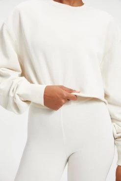 GOOD AMERICAN CROPPED & COOL SWEATSHIRT | BONE001