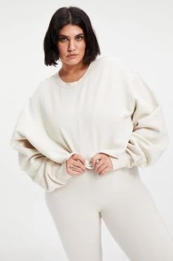 GOOD AMERICAN CROPPED & COOL SWEATSHIRT | BONE001