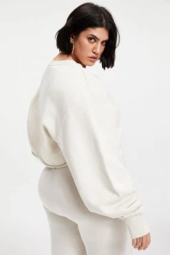 GOOD AMERICAN CROPPED & COOL SWEATSHIRT | BONE001