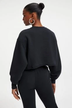 GOOD AMERICAN CROPPED & COOL SWEATSHIRT | BLACK001