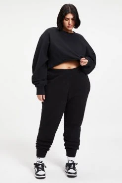GOOD AMERICAN CROPPED & COOL SWEATSHIRT | BLACK001