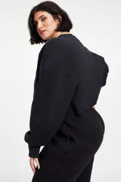 GOOD AMERICAN CROPPED & COOL SWEATSHIRT | BLACK001