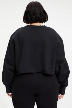 GOOD AMERICAN CROPPED & COOL SWEATSHIRT | BLACK001