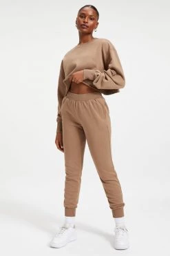 GOOD AMERICAN CROPPED & COOL SWEATSHIRT | PUTTY001