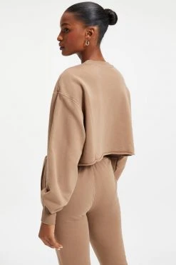 GOOD AMERICAN CROPPED & COOL SWEATSHIRT | PUTTY001