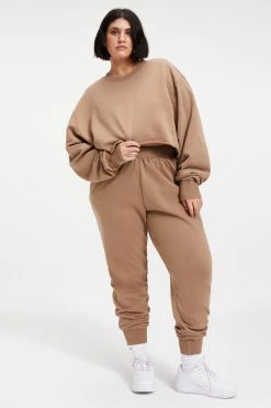 GOOD AMERICAN CROPPED & COOL SWEATSHIRT | PUTTY001