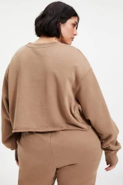 GOOD AMERICAN CROPPED & COOL SWEATSHIRT | PUTTY001