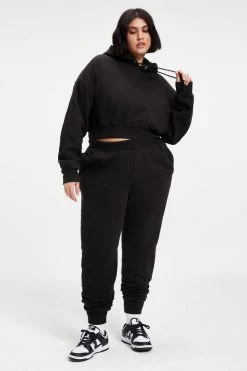 GOOD AMERICAN CROPPED & COOL HOODIE | BLACK001