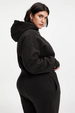 GOOD AMERICAN CROPPED & COOL HOODIE | BLACK001