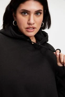 GOOD AMERICAN CROPPED & COOL HOODIE | BLACK001