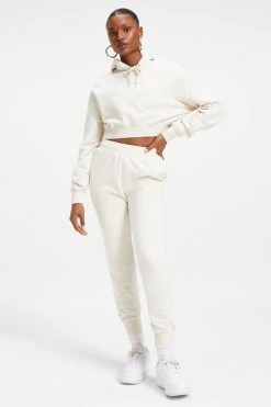 GOOD AMERICAN Sweats CROPPED & COOL HOODIE | BONE001