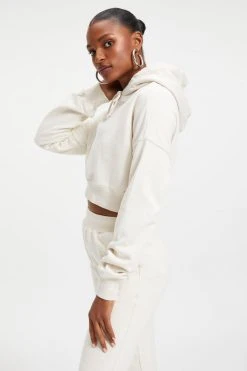 GOOD AMERICAN Sweats CROPPED & COOL HOODIE | BONE001