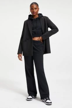 GOOD AMERICAN CROPPED & COOL HOODIE | BLACK001