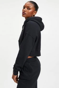 GOOD AMERICAN CROPPED & COOL HOODIE | BLACK001