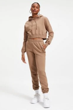 GOOD AMERICAN CROPPED & COOL HOODIE | PUTTY001