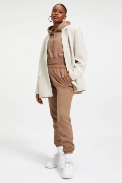 GOOD AMERICAN CROPPED & COOL HOODIE | PUTTY001