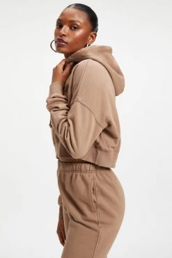 GOOD AMERICAN CROPPED & COOL HOODIE | PUTTY001