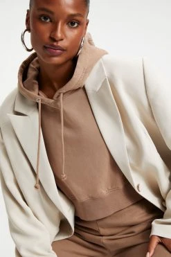 GOOD AMERICAN CROPPED & COOL HOODIE | PUTTY001