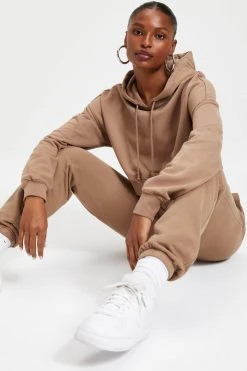 GOOD AMERICAN CROPPED & COOL HOODIE | PUTTY001