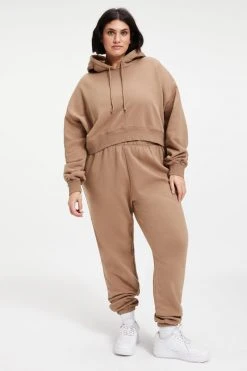 GOOD AMERICAN CROPPED & COOL HOODIE | PUTTY001