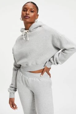 GOOD AMERICAN CROPPED & COOL HOODIE | HEATHER GREY001 Sweats